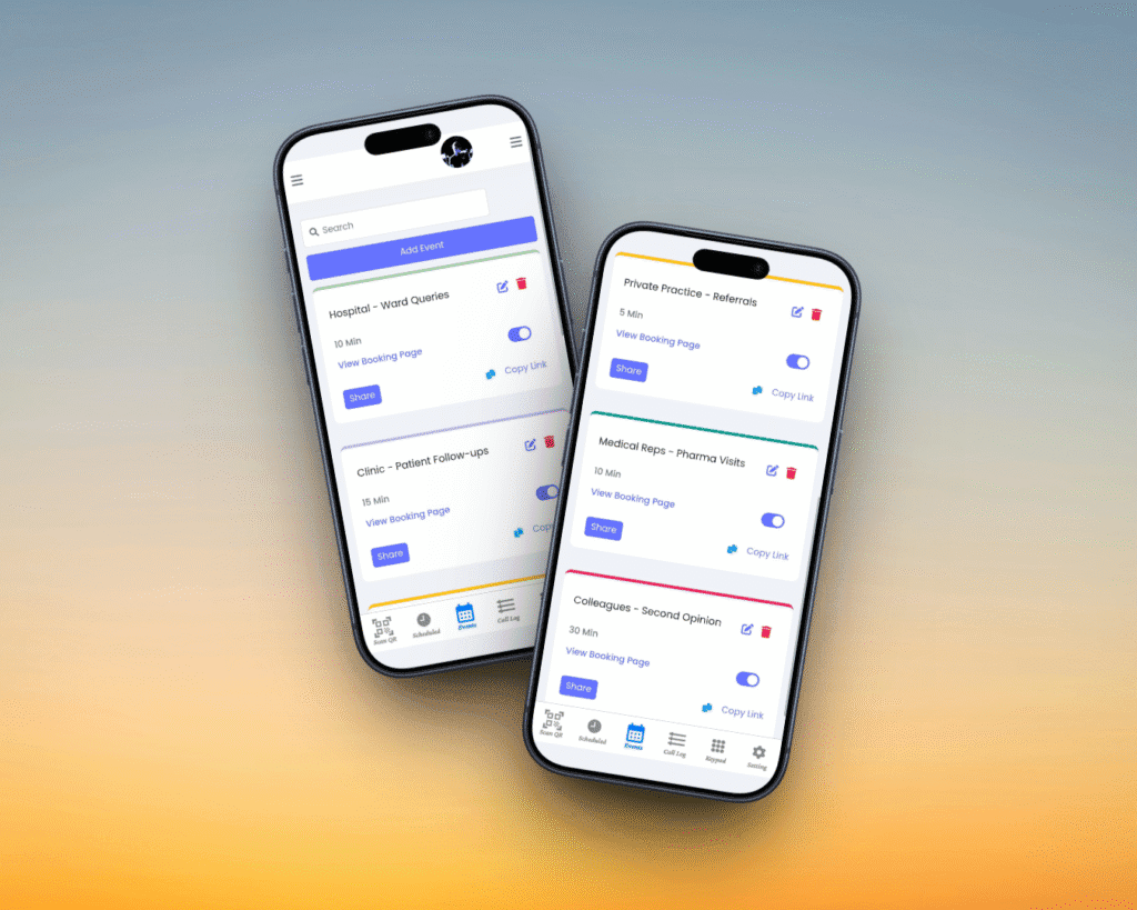 CallaLink app - how doctors can receive patient calls without sharing personal number - multiple call links with scheduling and privacy control